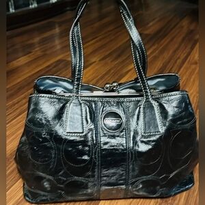 Coach Black and Silver Signature Shoulder Bag